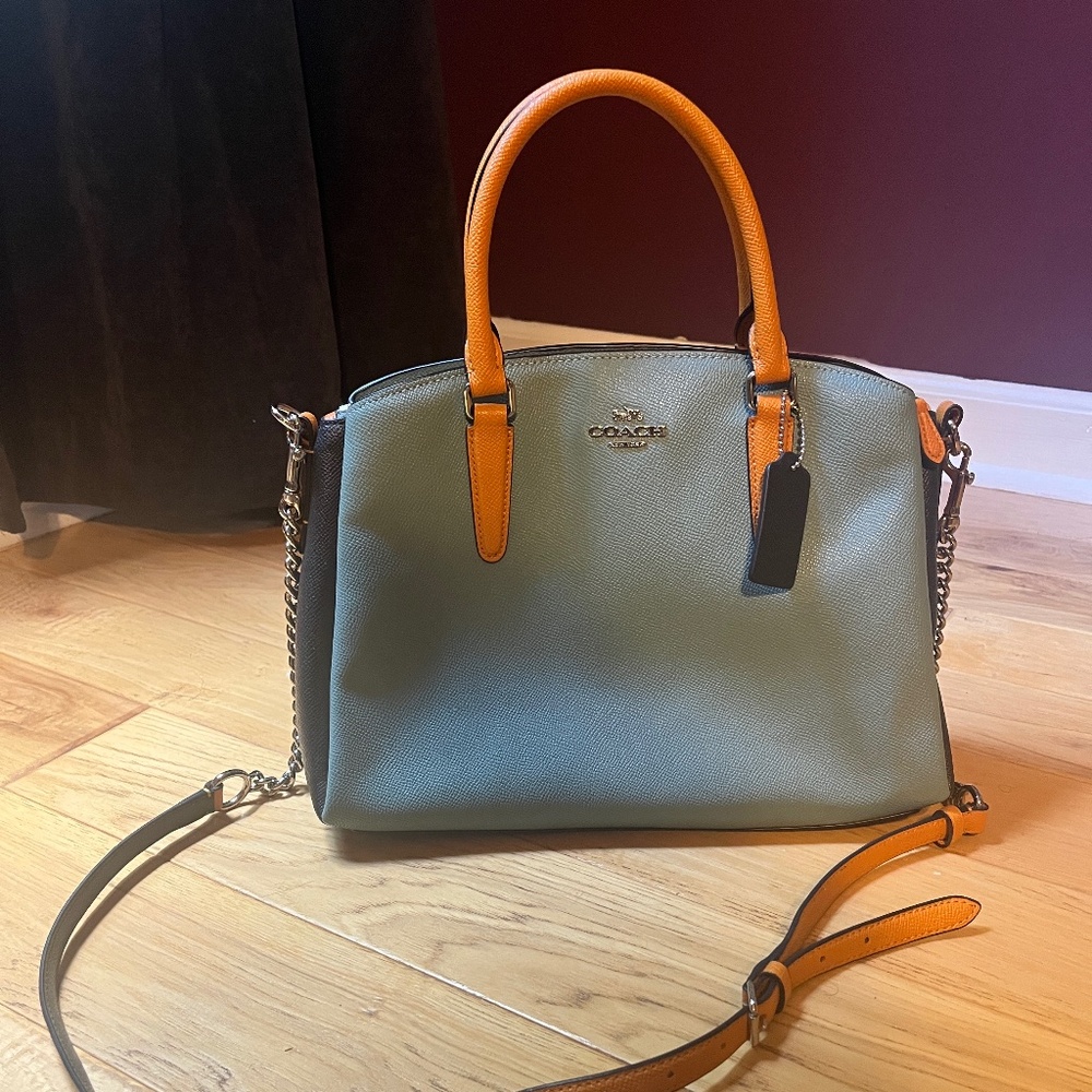 Coach Blue and Orange/Tan Crossbody Handbag